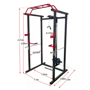 Strength Training Equipment- (300*300)- Profile view of the Functional Trainer Power Rack with dimensions lines