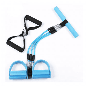 Gym Equipment- Multi-Function Tension rope pedal exerciser (Blue Colour) with 2 black soft foam handles
