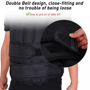Gym Accessories- (300*300)- Man wearing a Weight Vest with torso area visible along with zoomed-in view showing velcro fastening of the belt