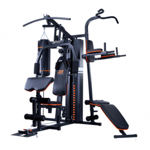 Strength Training Equipment- (300*300)- Profile view of the 3 Station Multi Gym with Boxing Bag in white background
