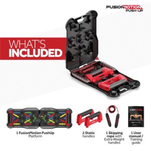 Strength Training Equipment- (300*300)- Digital pamphlet of the package contents of the Fusion Push-up workout set