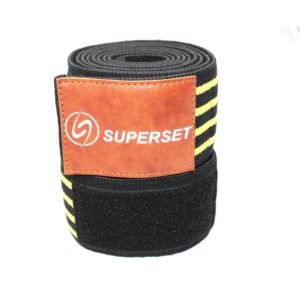Weight Lifting Gear- (300*300)- Coiled Superset Knee with view of the brown leather strap with Superset emblem visible