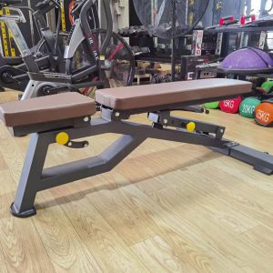Strength Training Equipment- (300*300)- Profile view of the Flat/Incline Weight Bench in flat position in a gym setting