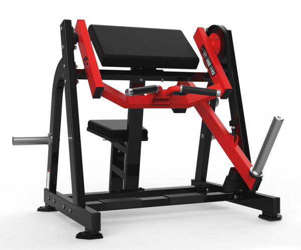 Commercial Equipment- Profile view of the Seated Biceps Curl gym machine