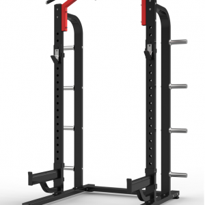 Strength Training Equipment- Half rack with black mid part and base with red top