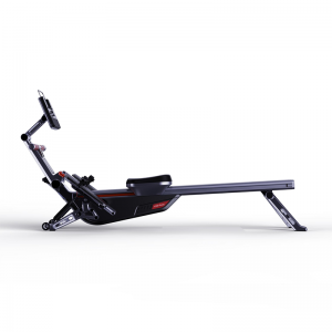 Cardio Equipment- Side view of the Self Generating rowing machine with white background