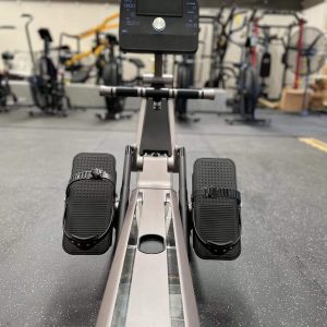 Cardio Equipment- Self Generating rowing machine with console, handle and foot-rest in view