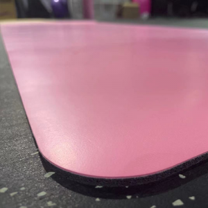 Yoga Product- Corner Profile View of the Cherry Blossom Pink Premium Yoga Mat