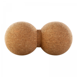Yoga Product- Front view of the Peanut shaped Cork Massage Ball in white background