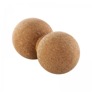 Yoga Product- (300*300)- Left-sided Profile view of the Peanut shaped Cork Massage Ball in white background