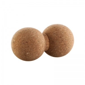 Yoga Product- (300*300)- Right-sided Profile view of the Peanut shaped Cork Massage Ball in white background