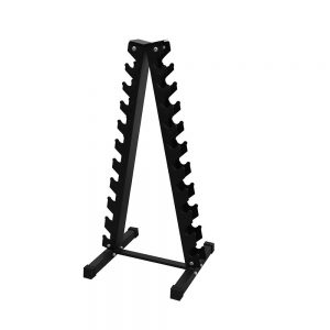 Strength Training Equipment- Profile view of the 10 pair Dumbell Storage Stand in white background