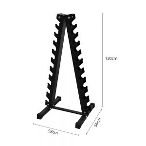 Strength Training Equipment- (300*300)- Profile view of the 10 pair Dumbell Storage Stand with 3-dimension lines