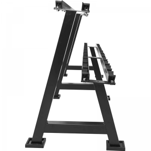 Strength Training Equipment- (300*300)- Side view of the Heavy Duty 2 Tier Dumbbell Rack in white background