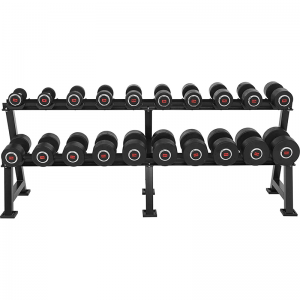 Strength Training Equipment- (300*300)- Front view of the Heavy Duty 2 Tier Dumbbell with 20 dumbbells stored