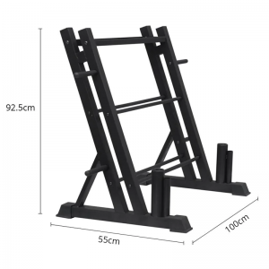 Strength Training Equipment- (300*300)- Profile view of the Dumbbell & Weights Storage Rack with dimensions lines showing length, breadth and height of the storage rack