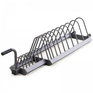 Strength Training Equipment- Profile view of the Horizontal Weight Plate Rack for Home Gym in white background