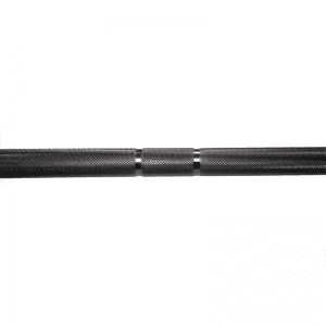 Strength Training Equipment- (300*300)- Top view of the 220cm Black zinc Coated olympic bar with knurling and knurl marks visible