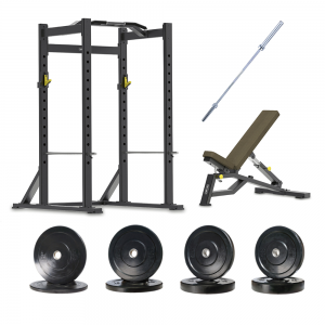 Strength Training Equipment- Commercial Power Cage+ Bench+100KG Weights Plates+2.2M Barbell