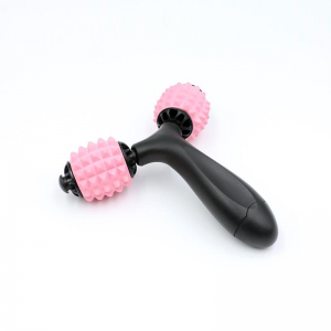 Gym Accessories- Profile view of Y-Shaped Massage roller placed on white background