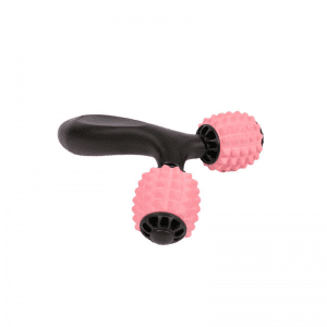 Gym Accessories- Inverted side view of Y-Shaped Massage roller placed on white background