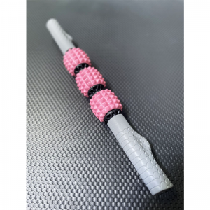 Gym Accessories- Profile view of the Muscle Massage Roller Stick (Pink)