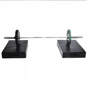 Gym Accessories- (300*300)- 2 Shock Mats for Barbell Dropping with barbell with weight area placed on each mat