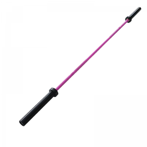 Strength Training Equipment- Profile view of the Pink Olympic Bar in white background