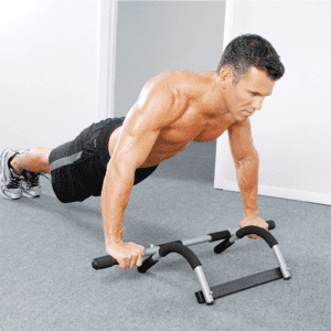 A man doing pushups with Multi training gym door chin up bar