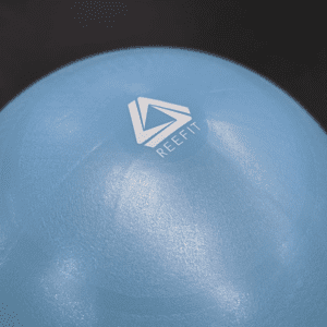 Yoga Product- (300*300)- Close view of the Premium Swiss Ball (Blue) with "REEFIT" logo visible