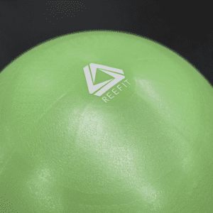 Yoga Product- (300*300)- Close view of the Premium Swiss Ball (Green) with "REEFIT" logo visible