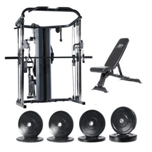 Strength Training Equipment- Two Person Station Multi Gym+Bench+80KG Weights Plates