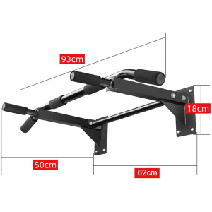 Black Wall Mounted Chin Up Bar with white background