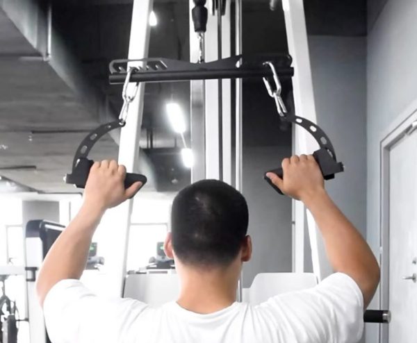 Lat Pull Down Handle Twin Handles Gym Pulley Cable Machine Attachment Black - Image 7