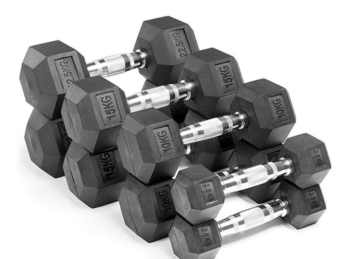 Classic Chrome Handle Rubber Hex Dumbbell