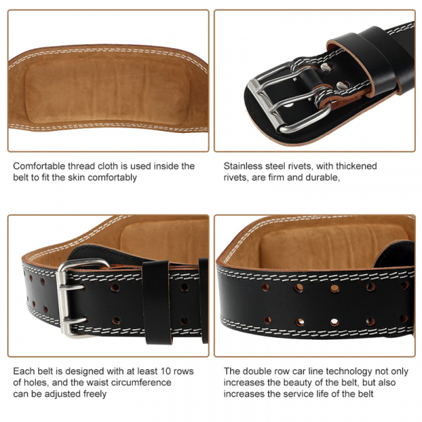 Adjustable Leather Weightlifting Belt 98-120cm - Image 4