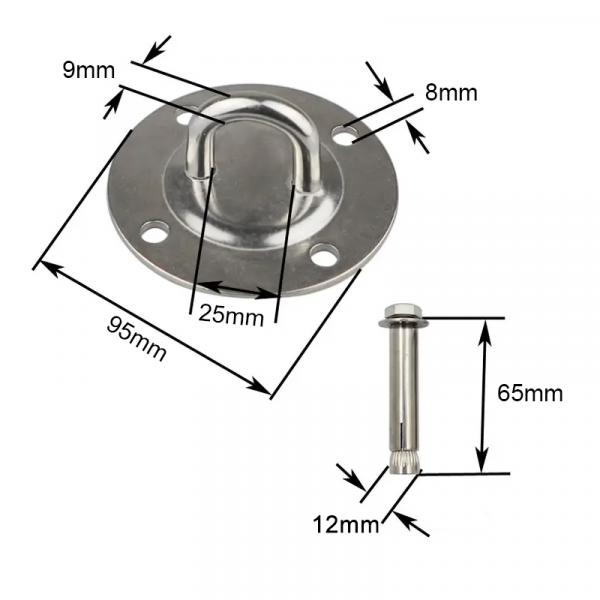 Heavy Duty Ceiling U-Hook Fixed base for Boxing Bag & Hammock (9x4.2cm) - Gym Accessories - Image 2