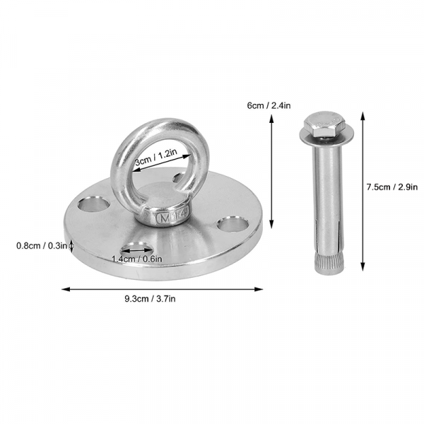 Heavy Duty Ceiling reinforced base U-Hook for Boxing Bag & Hammock (9.3x6cm) - Gym Accessories - Image 2