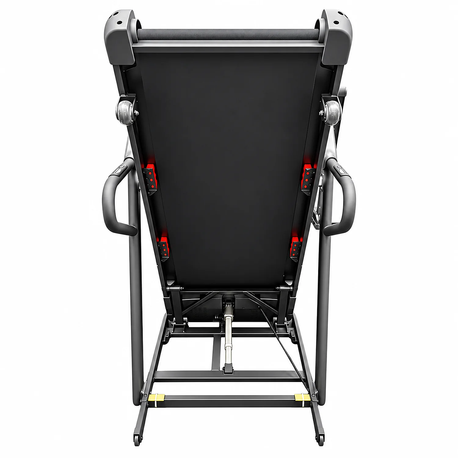 DB Fitness DB-2009 folding treadmill rear view showing folding mechanism and frame structure