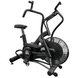 DB Fitness DB-3005 air bike with fan resistance, moving handlebars and adjustable seat on a white background