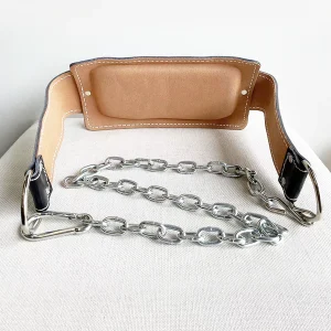 DB Fitness leather dip belt with heavy duty chain for weighted pull ups and dips