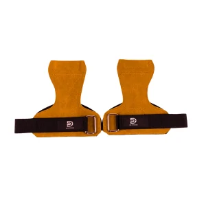 DB Fitness leather weight lifting grips pair with adjustable wrist straps for strength training