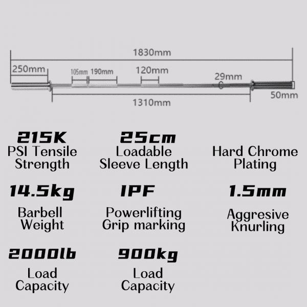 ORI Premium 1.83m Powerlifting Bar - Image 2