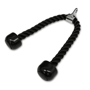 DB Fitness black tricep rope cable attachment with rubber end stops for gym strength training