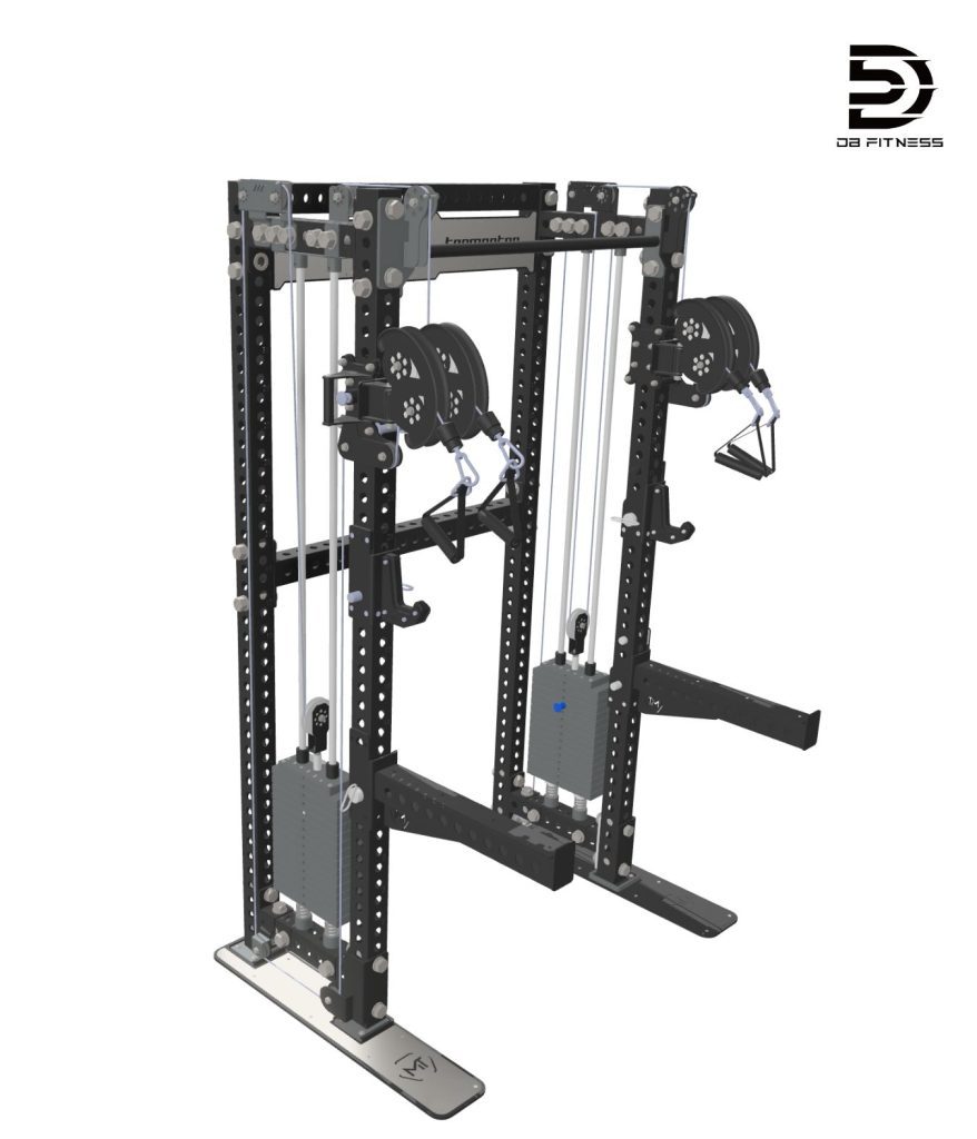 DB Fitness multi-functional squat rack: A complete all-in-one home gym system for comprehensive strength training.